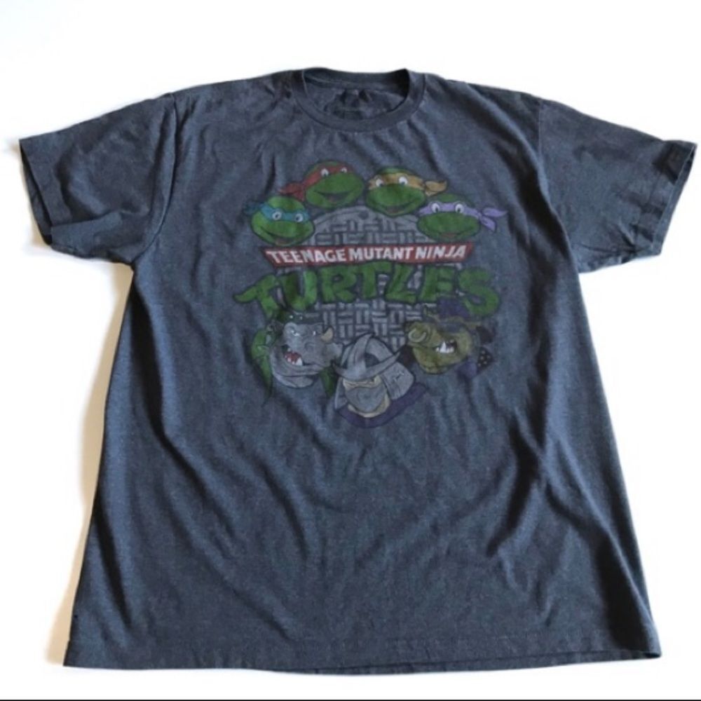 Nickelodeon TMNT Graphic Tee Size L Grey Vintage Mutant Ninja Turtles T-Shirt